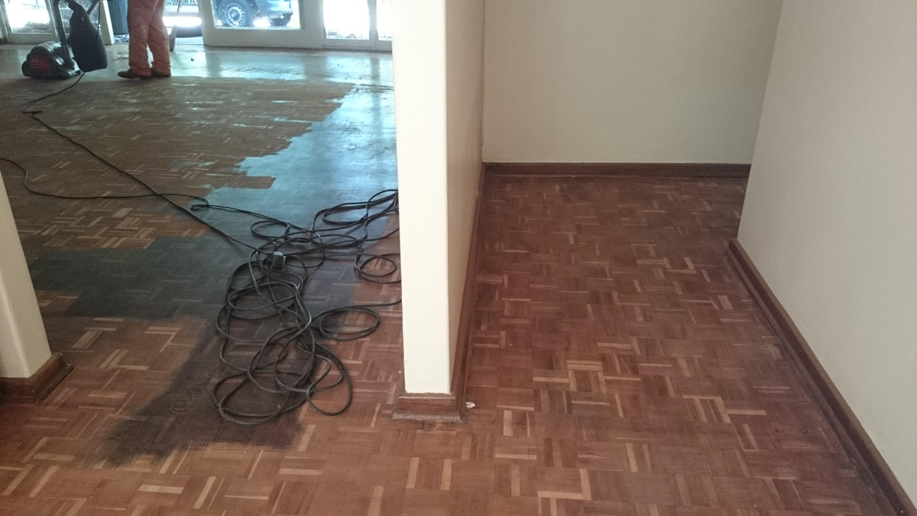 Wooden Parquet Floor Sanding And Sealing The Wood Joint